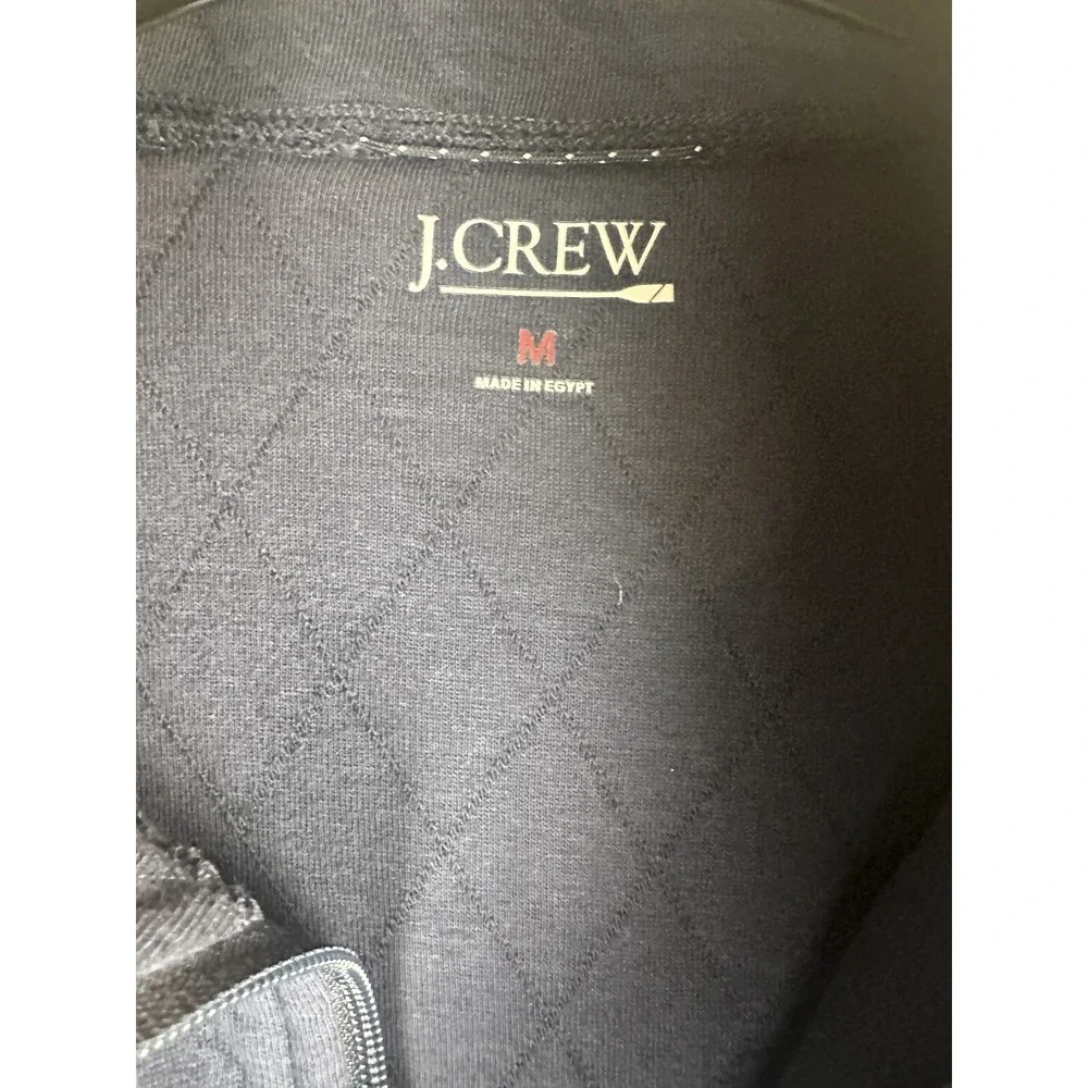 J.Crew Quilted Quarter Zip Pullover Color block Navy Blue Green Men's Medium